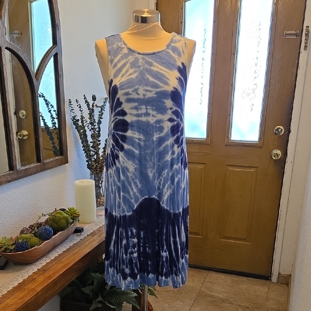 a.n.a Blue Tie-Dye Midi Dress